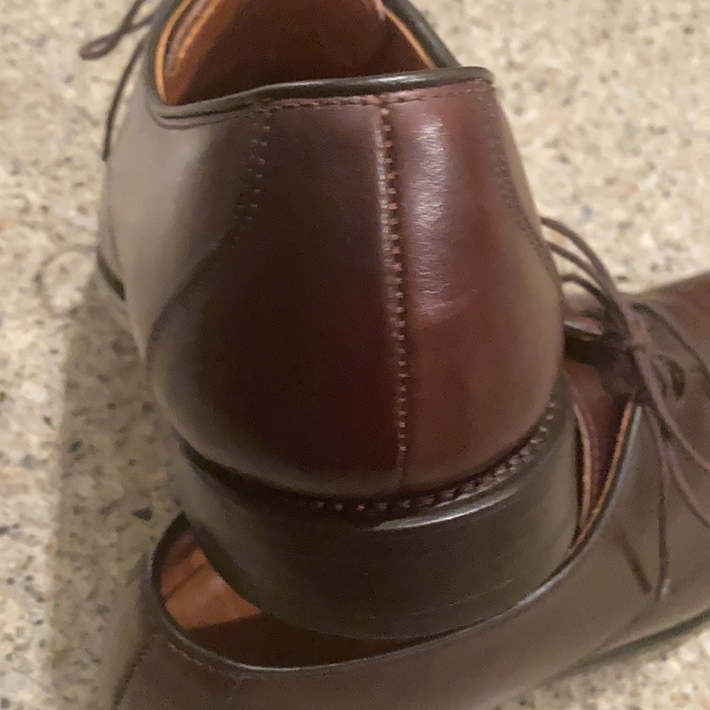 Size 7.5 EEE Allen Edmonds Burton Blucher Shoes Brown Leather - Picture 10 of 11